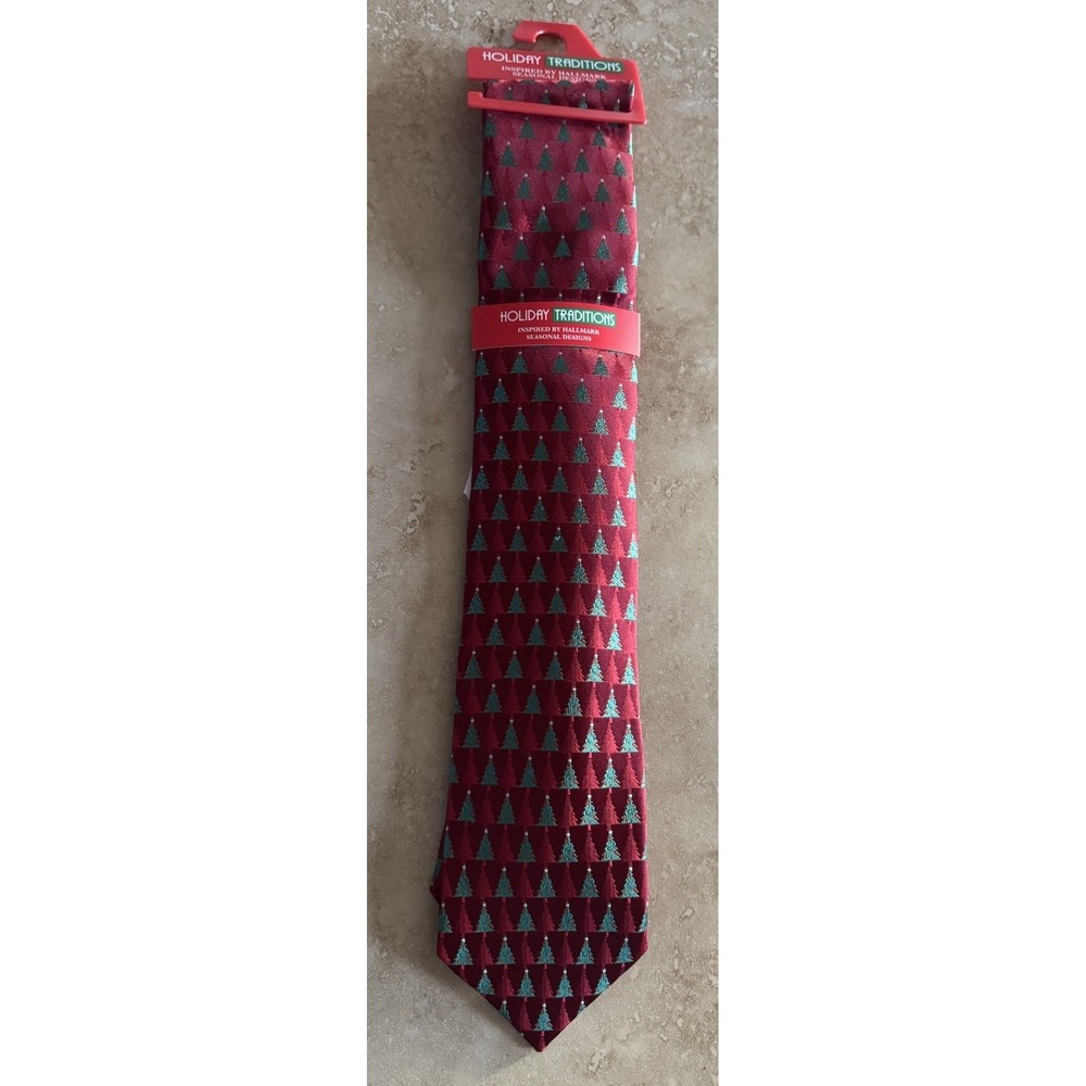 Holiday‎ Tradition Hallmark Christmas Tie Necktie Xmas Trees NEW
